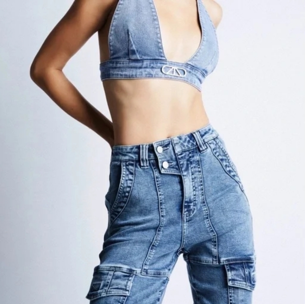 RtA Sofia Top Denim Light Wash Medium